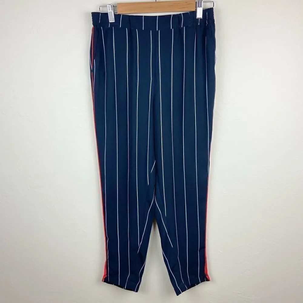 Anthropologie ett:twa Piped + Striped Navy Pant